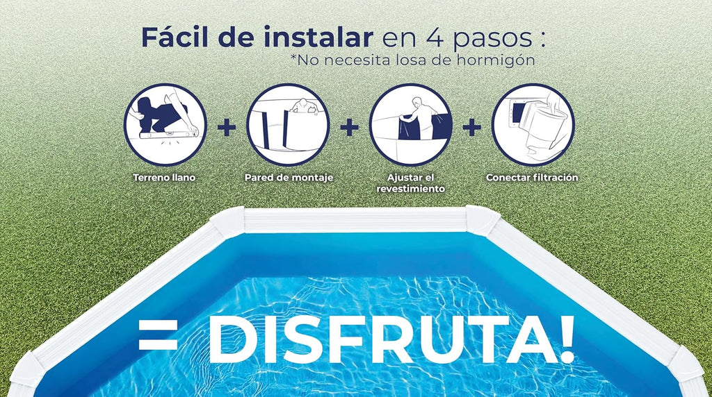 Piscina Elevada de Aço Redonda com Acabamento em Aço Branco. Piscinas Desmontáveis para Jardim 350 x 120 cm - Piscina Gre KIT350ECO Fidji.