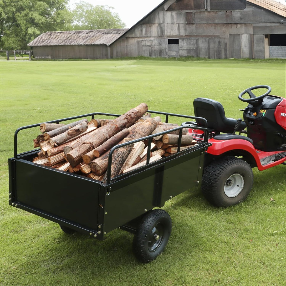 VEVOR Reboque Basculante Capacidade de Carga 340kg Reboque Utilitário de Jardim para Serviço Pesado com Laterais Removíveis Carrinho de Transporte Basculante de 0,4m³ para Trator, Cortador de Grama, ATV, 200x66x76cm