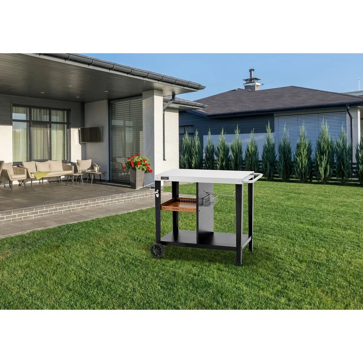 Carrinho de Serviço para Churrasco "Gelia" 117 x 59 cm - Aço Inoxidável - Preto