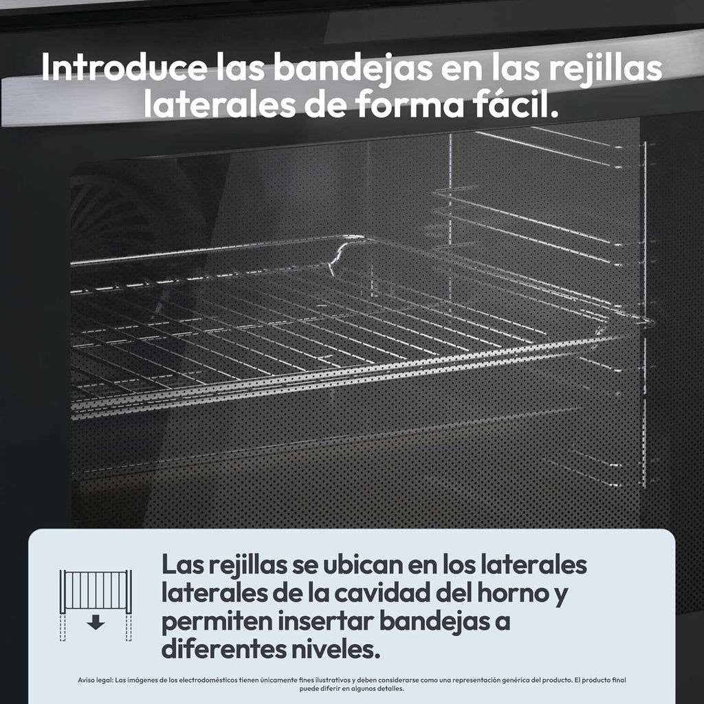Candy FIDCP X625 L, Forno Multifunções, 70L, Tabuleiro e Grelha, Limpeza Aquactiva, Convecção + Ventilador radial, 8 Funções, Display Timer Touch, Puxadores Push&Pull, Porta 2 Vidros, Inox e Preto