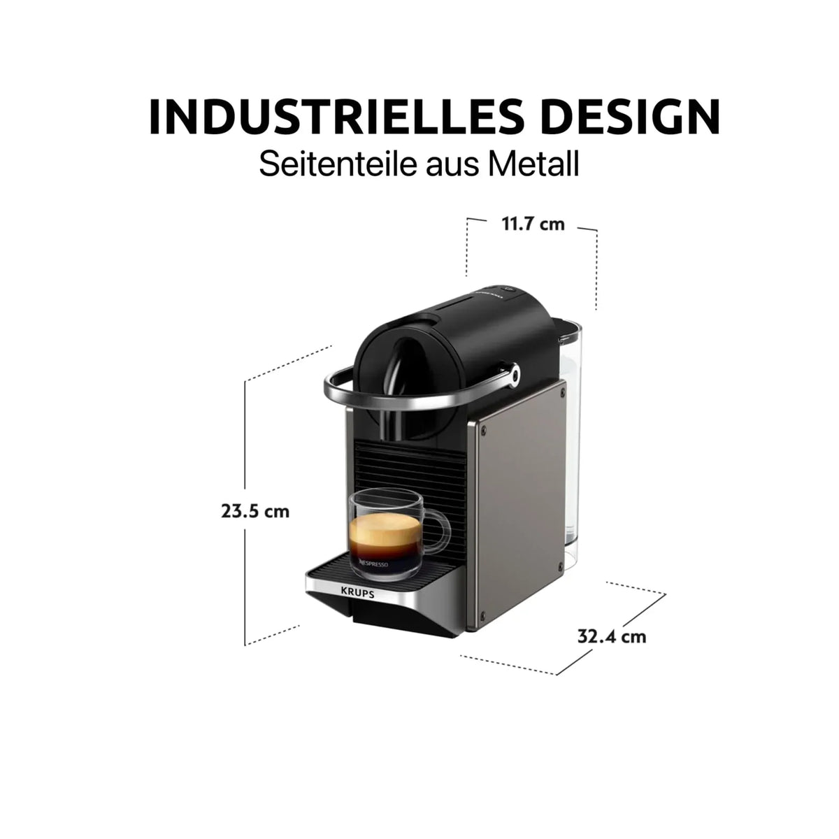 2025 Cafeteira de Cápsulas Krups Nespresso Pixie Redesign | Espresso e Lungo | Estilo industrial | Baixo consumo de energia | Desligamento automático | Bandeja ajustável | Cápsulas recicláveis | Modelo XN306T