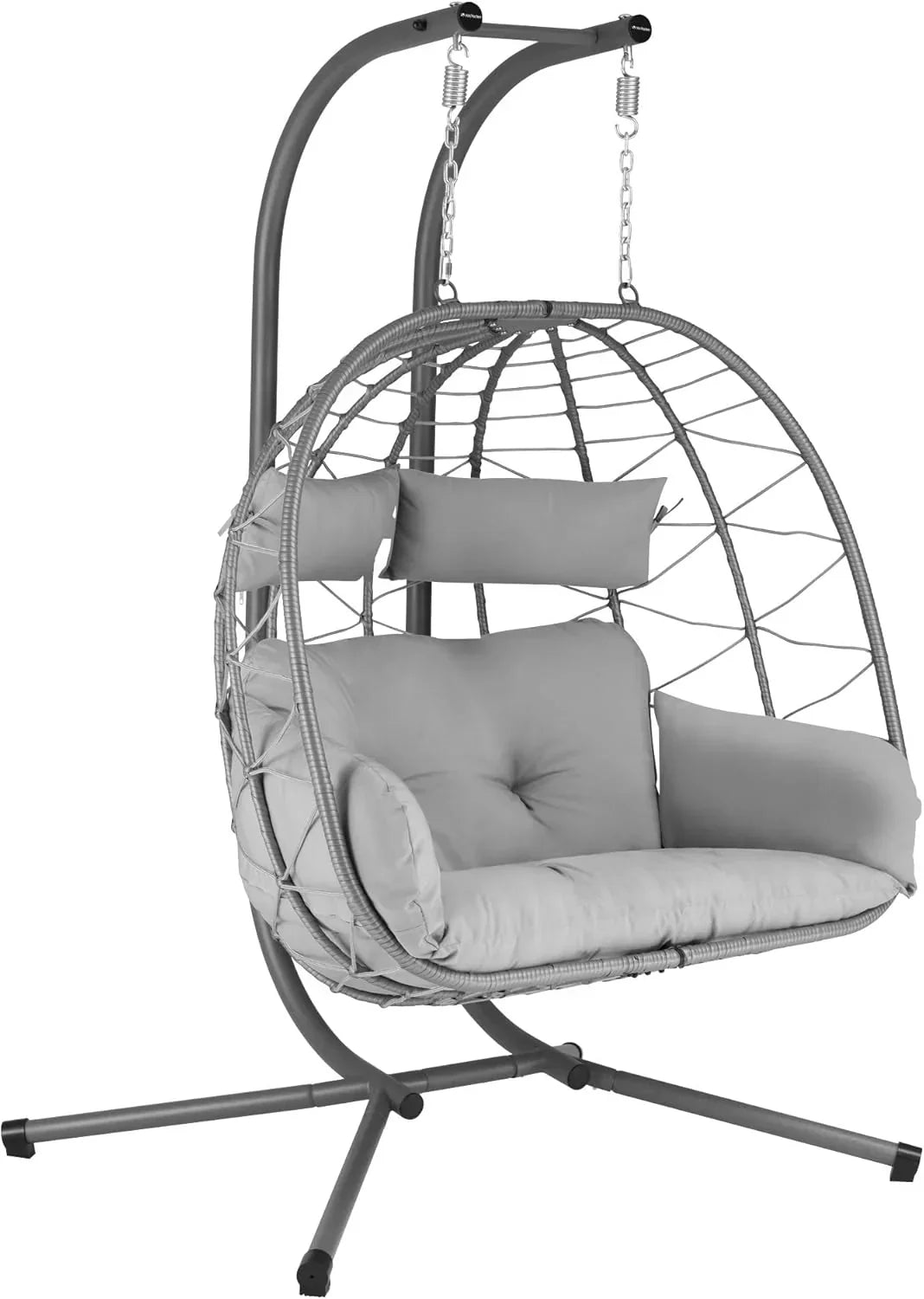 Cadeira Suspensa com Suporte, Almofada e Acolchoamento XXL | 2 Pessoas | Balanço Suspenso Interno e Externo | Estrutura de Metal, Balanço para Jardim/Terraço, Cadeira Ovo, Cesto Suspenso