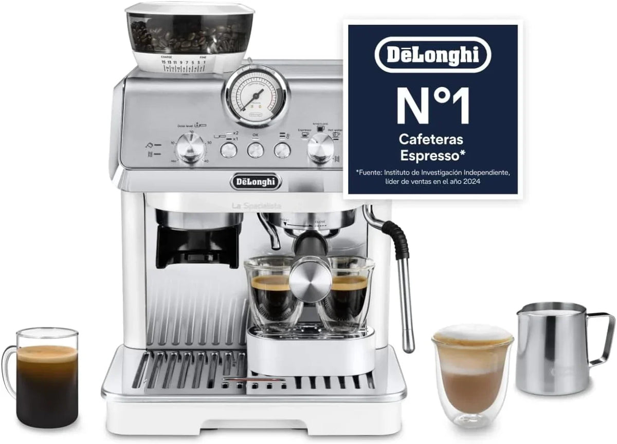 Máquina de Café Espresso e Cappuccino com Bomba De'Longhi Perfetto La Specialista Arte, Máquina de Moer Grãos de Café, 3 Receitas Predefinidas, 8 Definições de Moagem, EC9155.MB, Metal/Preto