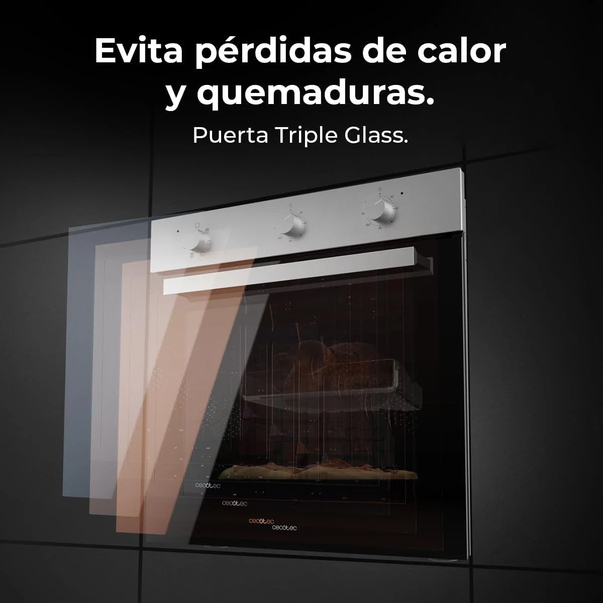 Forno Multifuncional de Encastre Cecotec 70L Bolero Hexa M236000 Inox Time. 2800W, 6 Funções, Temporizador, Base a Vapor XXL, Assistência a Vapor, Limpeza a Vapor Fácil, Ventoinha de Arrefecimento, Modo Descongelar, Eco, Convecção