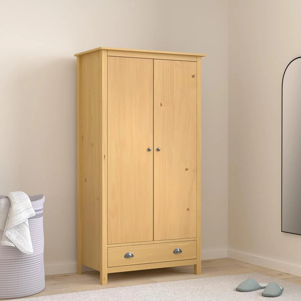vidaXL Guarda-Roupa de 2 Portas Mobiliário para Roupa Armários de Quarto Organizador de Roupa Pendurada Armazenamento 89x50x170 cm Branco Madeira de Pinho