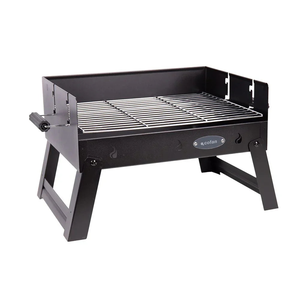 Churrasqueira a Carvão Portátil Cofan | Grelha de Aço Cromado | Churrasqueira Dobrável | Com Alças Laterais | Ideal para Camping, Jardim e Varanda | Medidas: 45,5 X 34,5 X 31,5 Cm