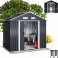 GARDEBRUK® Galpão de Jardim 2 m² 196x132x188cm Armazenamento de Metal Exterior 4m³ com Base Porta Deslizante Antracite
