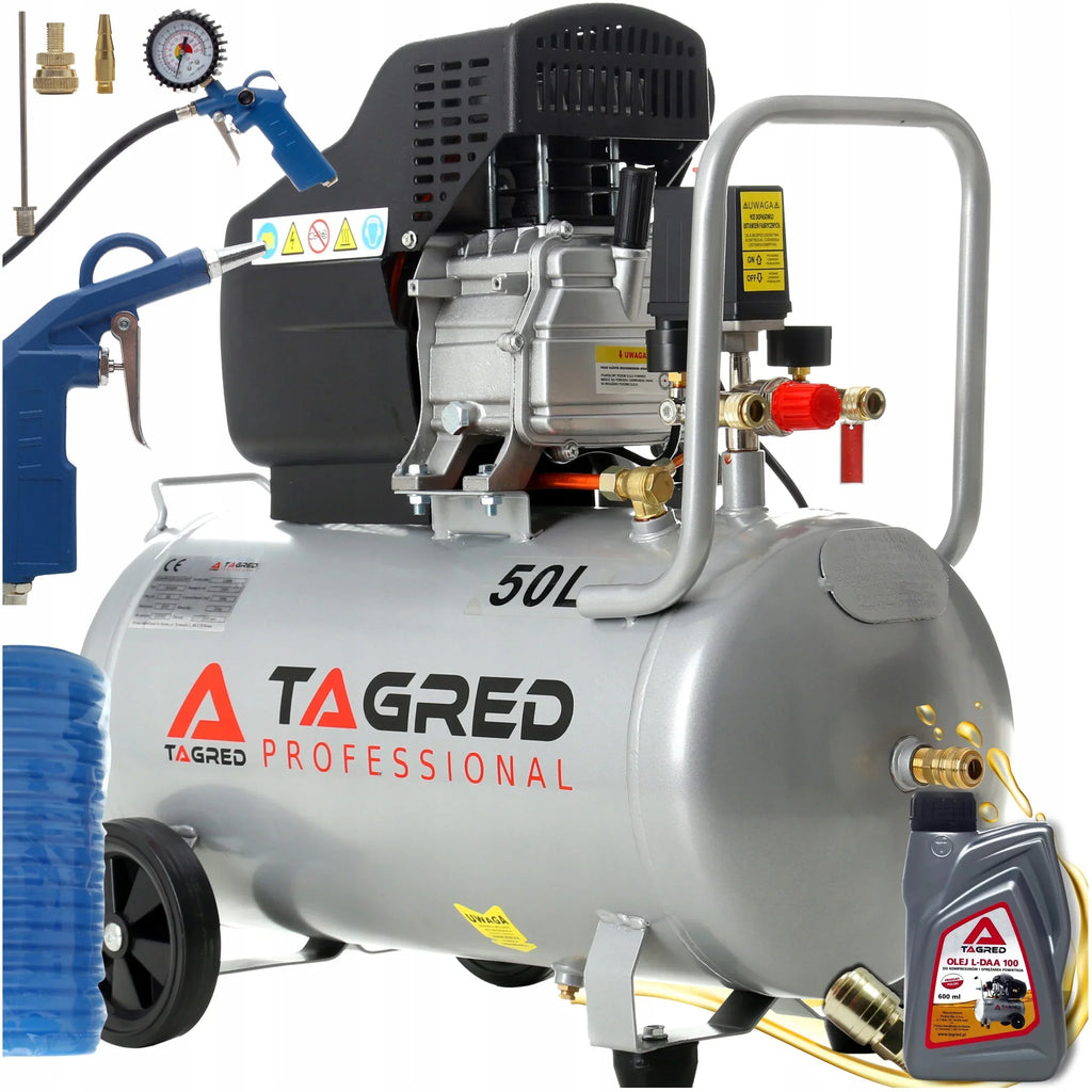 COMPRESSOR DE AR A ÓLEO 50L POTENTE GRÁTIS KIT +6 EM 1 EFICIENTE 9 bar 300L