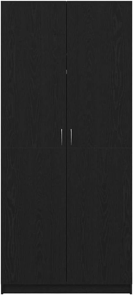 vidaXL Roupeiro Carvalho Preto 90 x 52 x 200 cm contraplacado, Armazenamento Moderno para Sala, Roupeiro Retangular, Organizador eficiente, solução elegante e economizadora de espaço