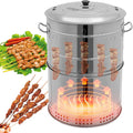 Churrasqueiras a Carvão Portáteis Grandes, Churrasqueira a Carvão Inoxidável em Barril, 360° Sem Fumaça para Exteriores com 50 Espetos, Defumador para Churrasco, Culinária ao Ar Livre e Viagens