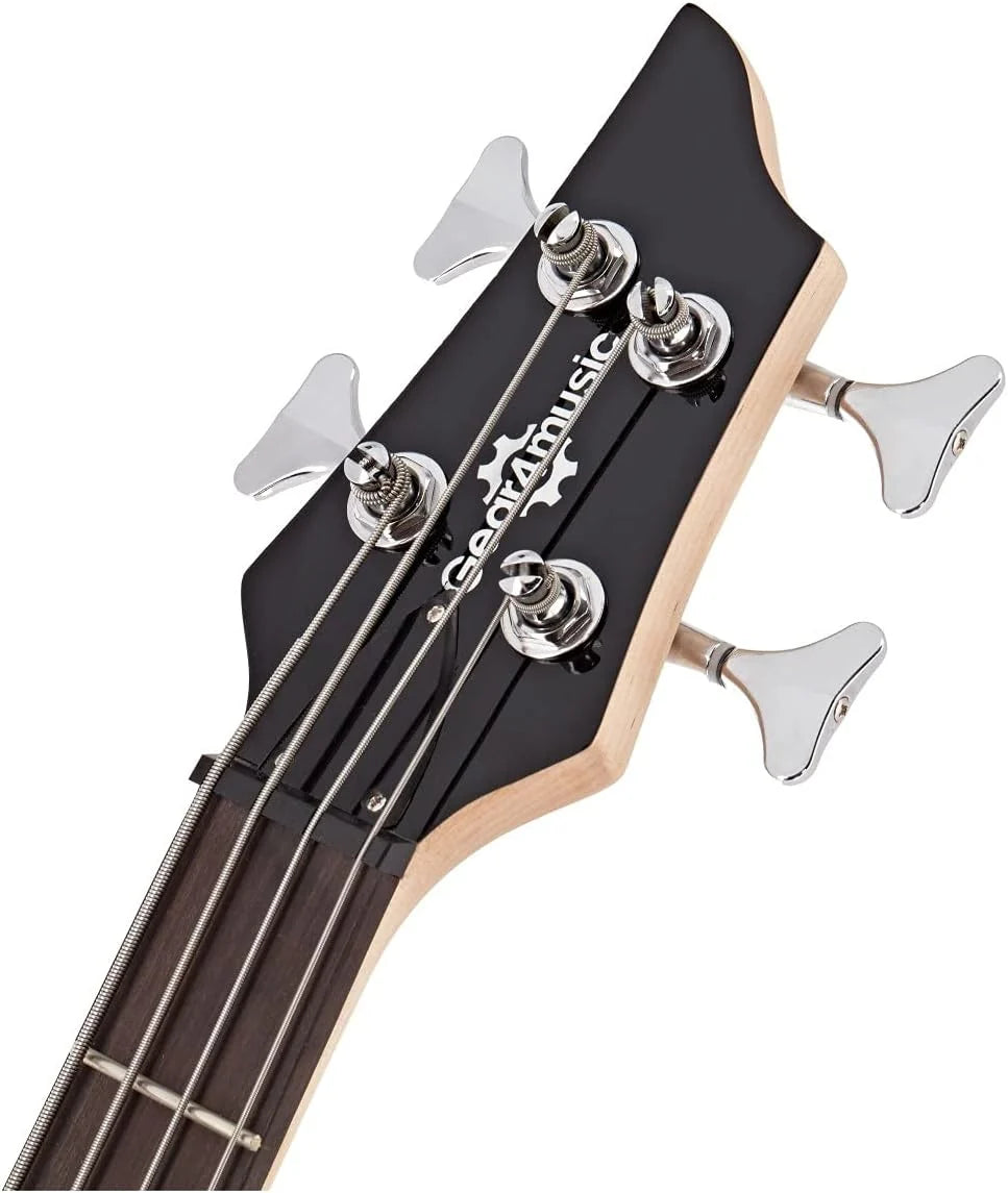 Baixo Elétrico de 4 Cordas Gear4music Chicago com Amplificador de 15 W, Preto