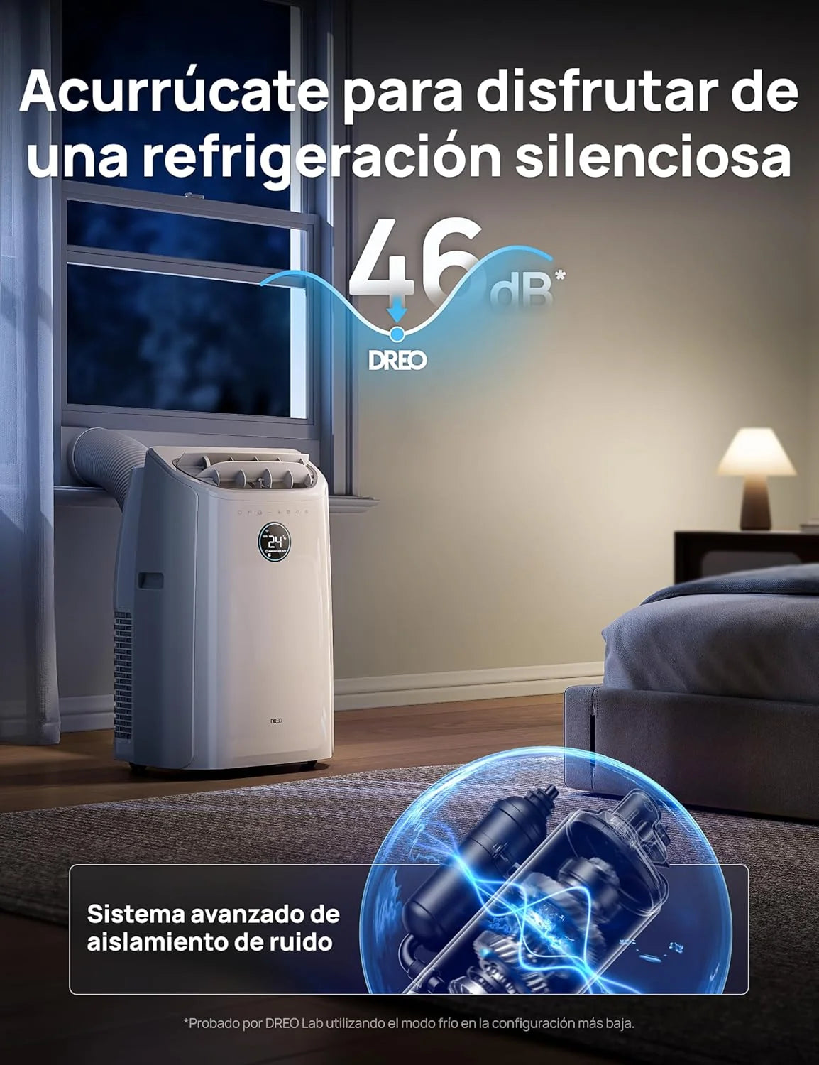 DREO Ar Condicionado Portátil 10000 BTU para Quarto, Resfriamento Sem Drenagem, Silencioso, Controle por Aplicativo/Voz, Temporizador de 24 Horas, com Ventilador e Desumidificador