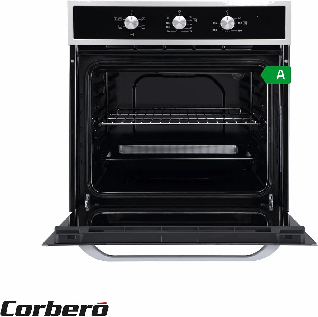 Corberó - Forno de Convecção 70L | CCHM603X | 60x60x58 cm | Convencional com 4 Programas | Luz Interior | Limpeza por Hidrólise | Porta de Vidro Duplo | 2100W | Preto com Perfil Inox