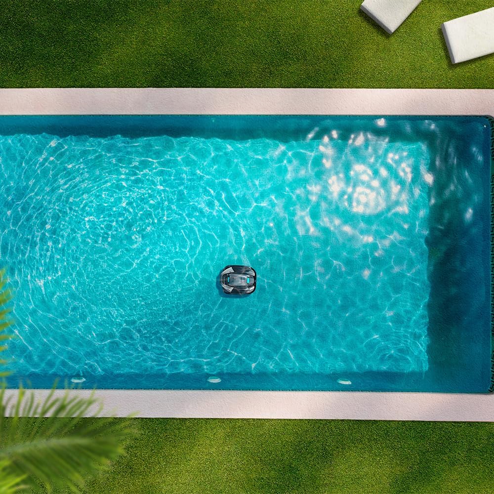 Cecotec Robot Aspirador de Piscina Sem Fio Conga Pooldroid 2000 FloorMaster. Autonomia 100mins, Piscina sem Inclinações, até 80m2, Profundidade Máxima 2,5m, Capacidade 2,5L, Filtro de Alta Eficiência