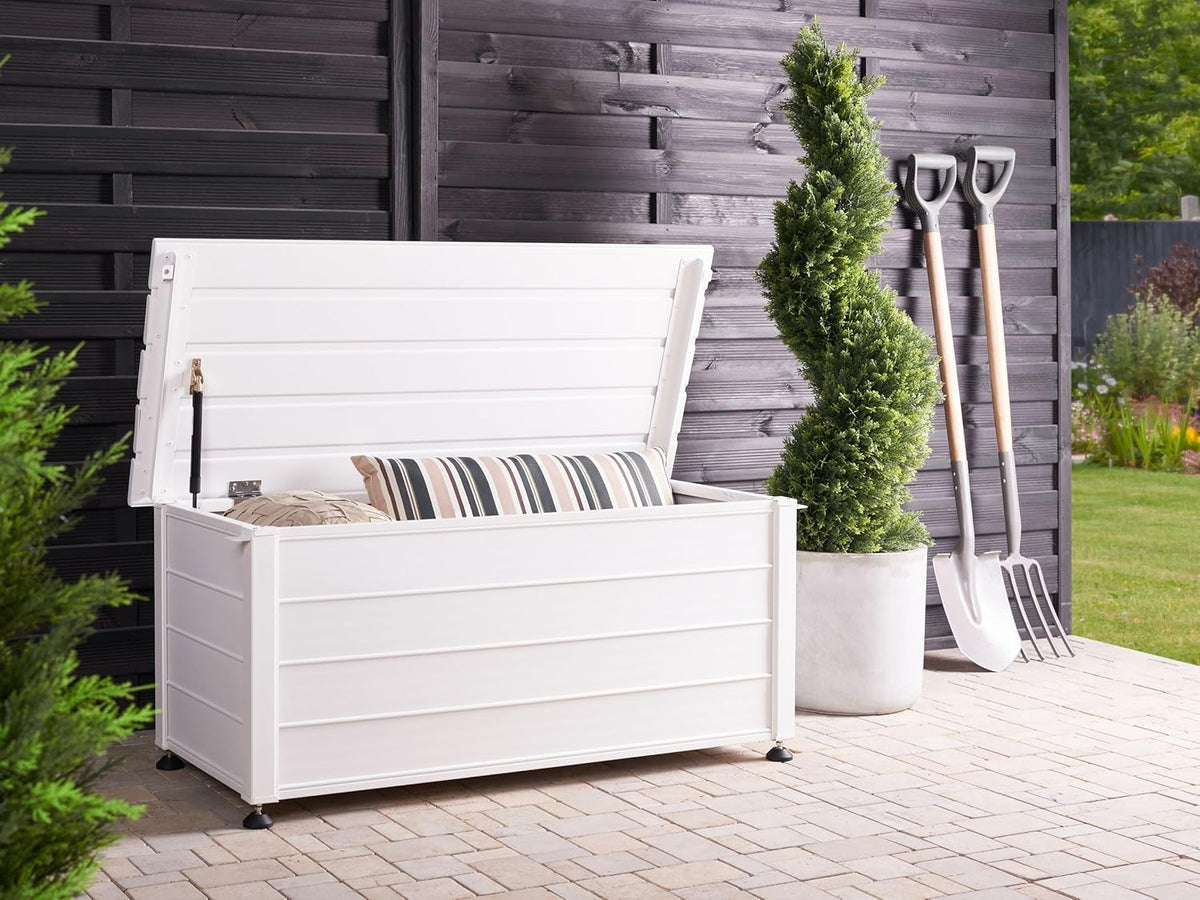 Beliani Baú de Alumínio Externo Armário de Jardim Branco 113 x 50 cm Campalto