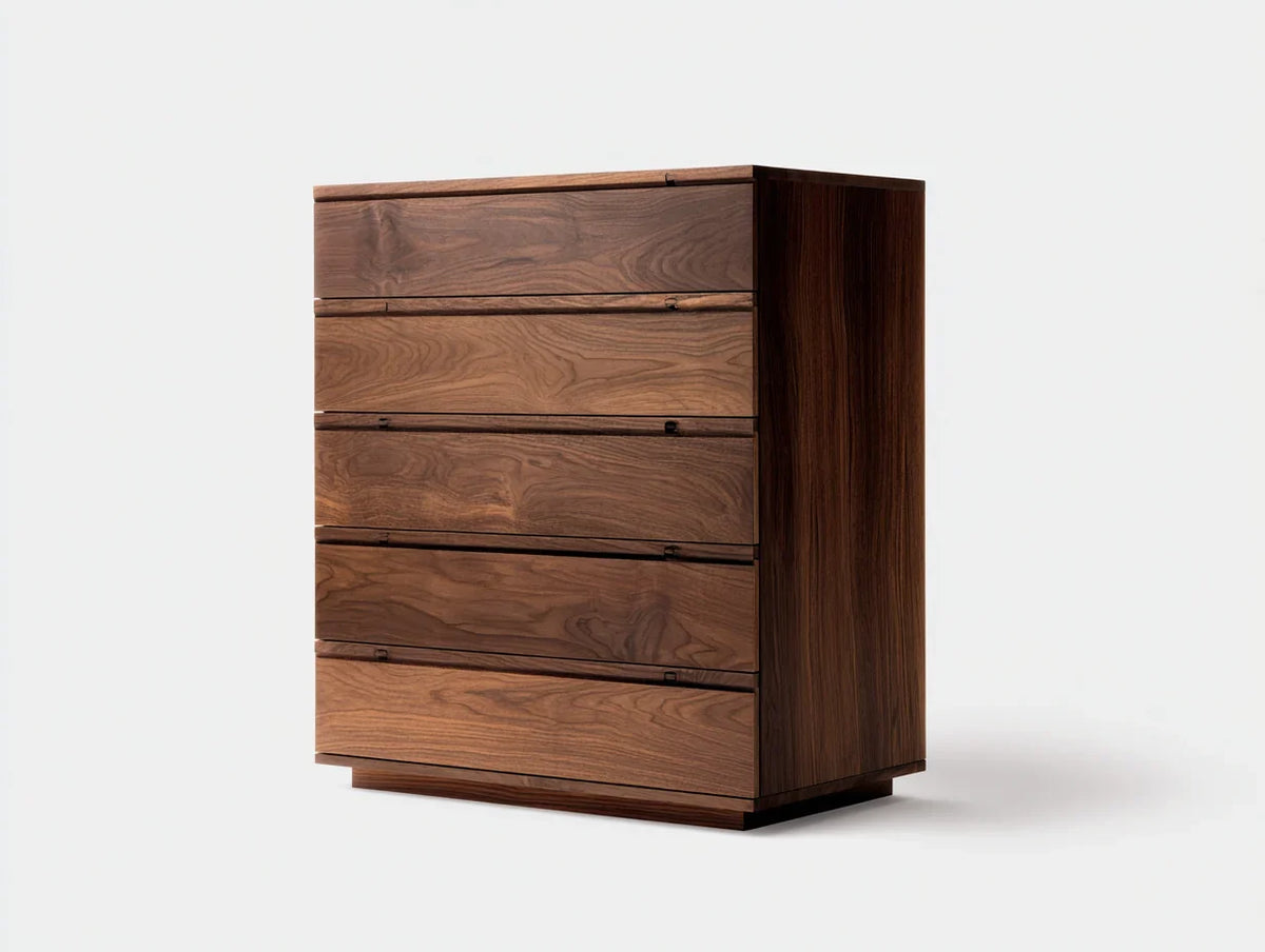 Cômoda de madeira com 5 gavetas 100 x 45 x 110 cm cor marrom - cômoda de armazenamento para quarto e sala de estar - design moderno de madeira