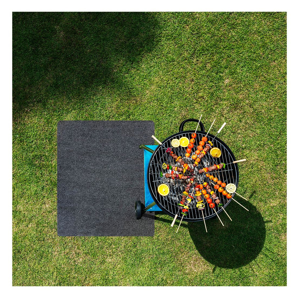 Acomoda Textil – Tapete Retardador de Chamas para Churrasqueira Preto com Revestimento Antiderrapante 100x120 Cm. Tapete Ajustável de Fácil Limpeza para Proteger o Chão Interno e Externo.