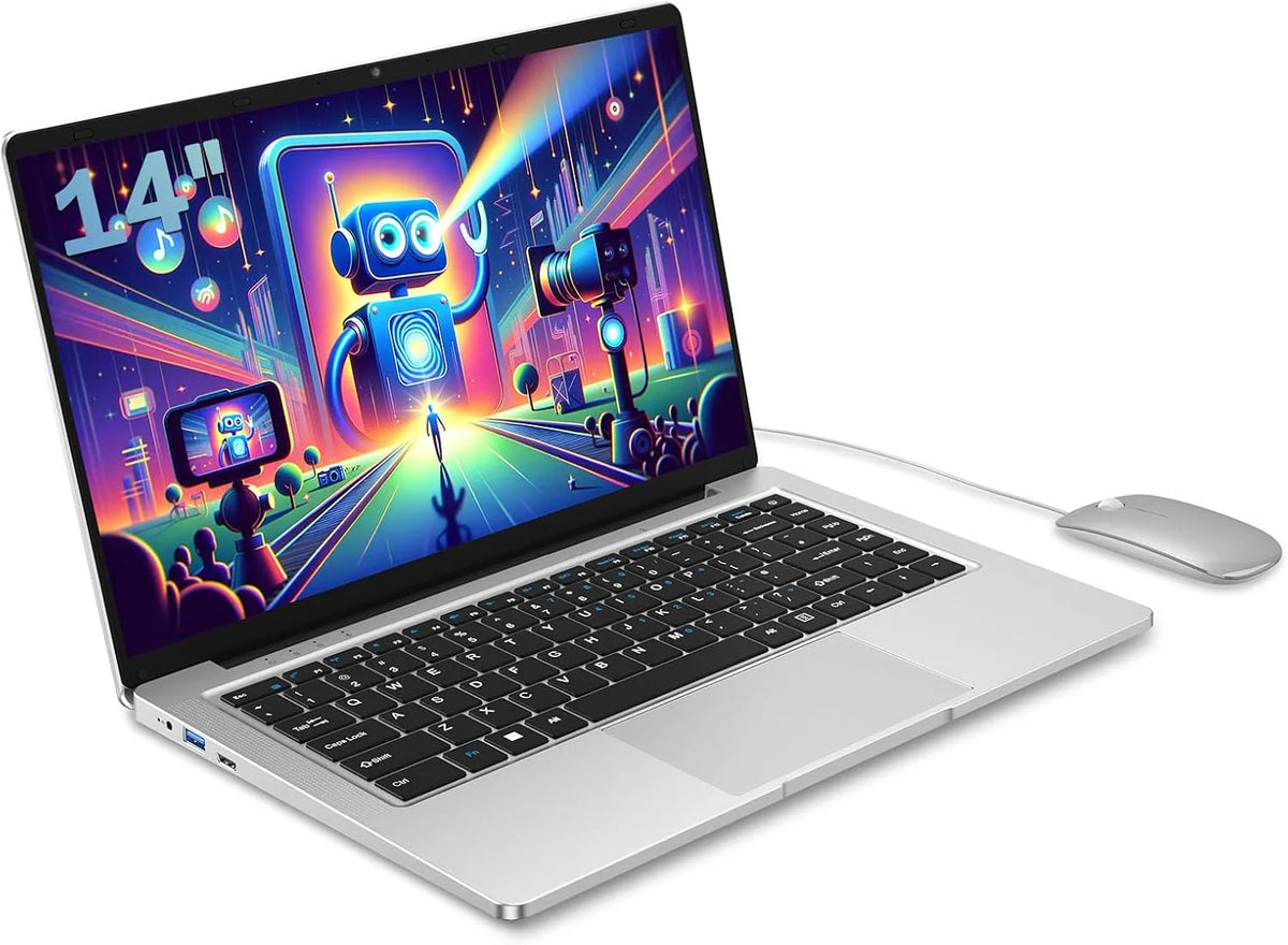Notebook Portátil 14 polegadas Celeron N4000 (até 2.6 GHz), Laptop 6GB RAM 128GB SSD, Computador Portátil W11 Pro Suporta WiFi, Bluetooth, USB 3.0 Mini HDMI, Notebook para Estudantes/Escritório.