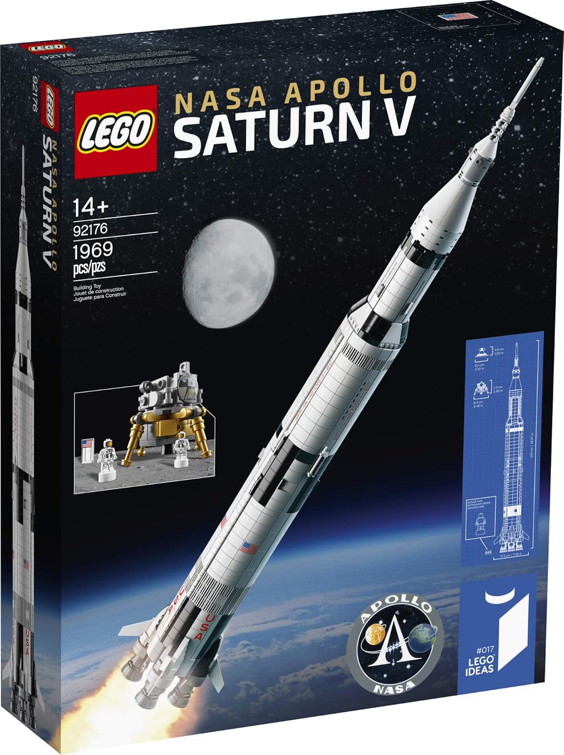 Kit de Construção Ideias NASA Apollo Saturn V 21309 (1969 Peças)