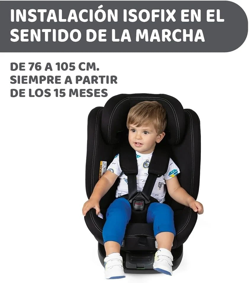 Chicco Unico EVO I'Size Classic, Cadeira Auto ISOFIX para Bebés e Crianças de 40 a 150 cm, Grupo 0123 Desde Recém-nascido até 12 Anos, Rotativa 360º, Redutor, Ajustável e Proteção Lateral, Preta