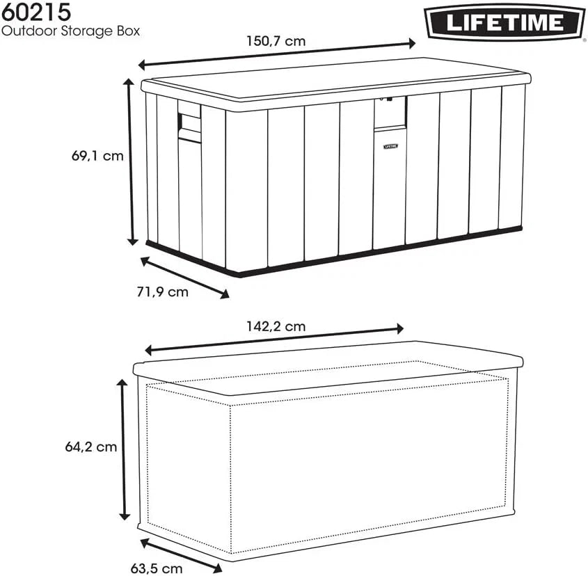 LIFETIME 60215 - Baú de jardim ultrarresistente 150x72x69 cm UV100 marrom