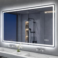 S'bagno Espelho de Banheiro com Luz 120x70cm, Espelho de Banheiro LED Bluetooth com Função Antiembaciamento, 3000K/4000K/6500K, Regulável, Memória, Vidro Temperado HD, IP44-Espelhos de Banheiro com LED, Horizontal/Vertical