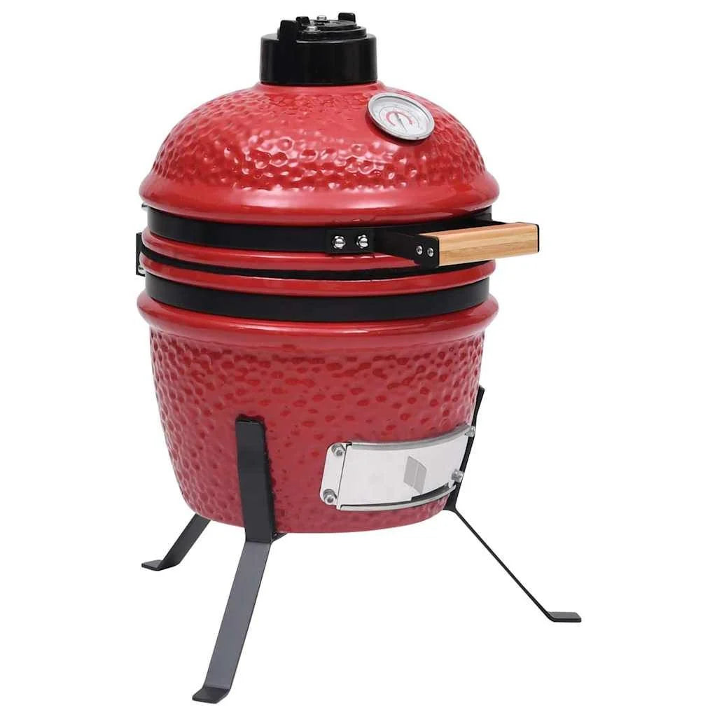 Churrasqueira E Defumador Kamado De Cerâmica 2 Em 1 Vermelho 56 Cm Vidaxl
