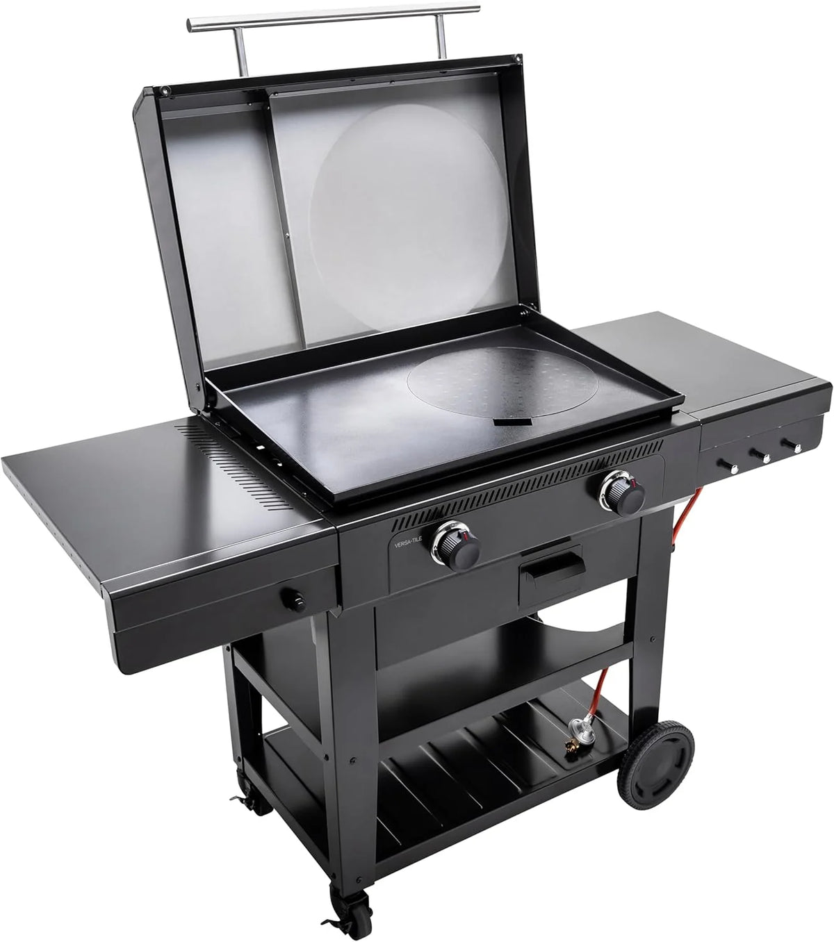 Churrasqueira a Gás Versa-Tile Char-Broil, Plancha a Gás 2 Zonas, Superfície de Cozedura: 70 x 50 cm, Sistema de Módulos 3 em 1: Plancha, Grelha e Forno para Pizza