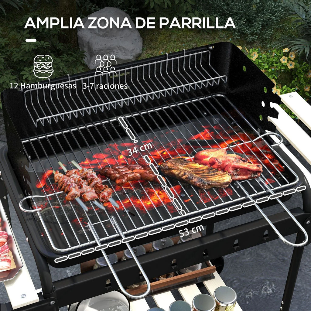 Churrasqueira a Carvão Outsunny Metal Pino, 103x47x95 Cm, Preto