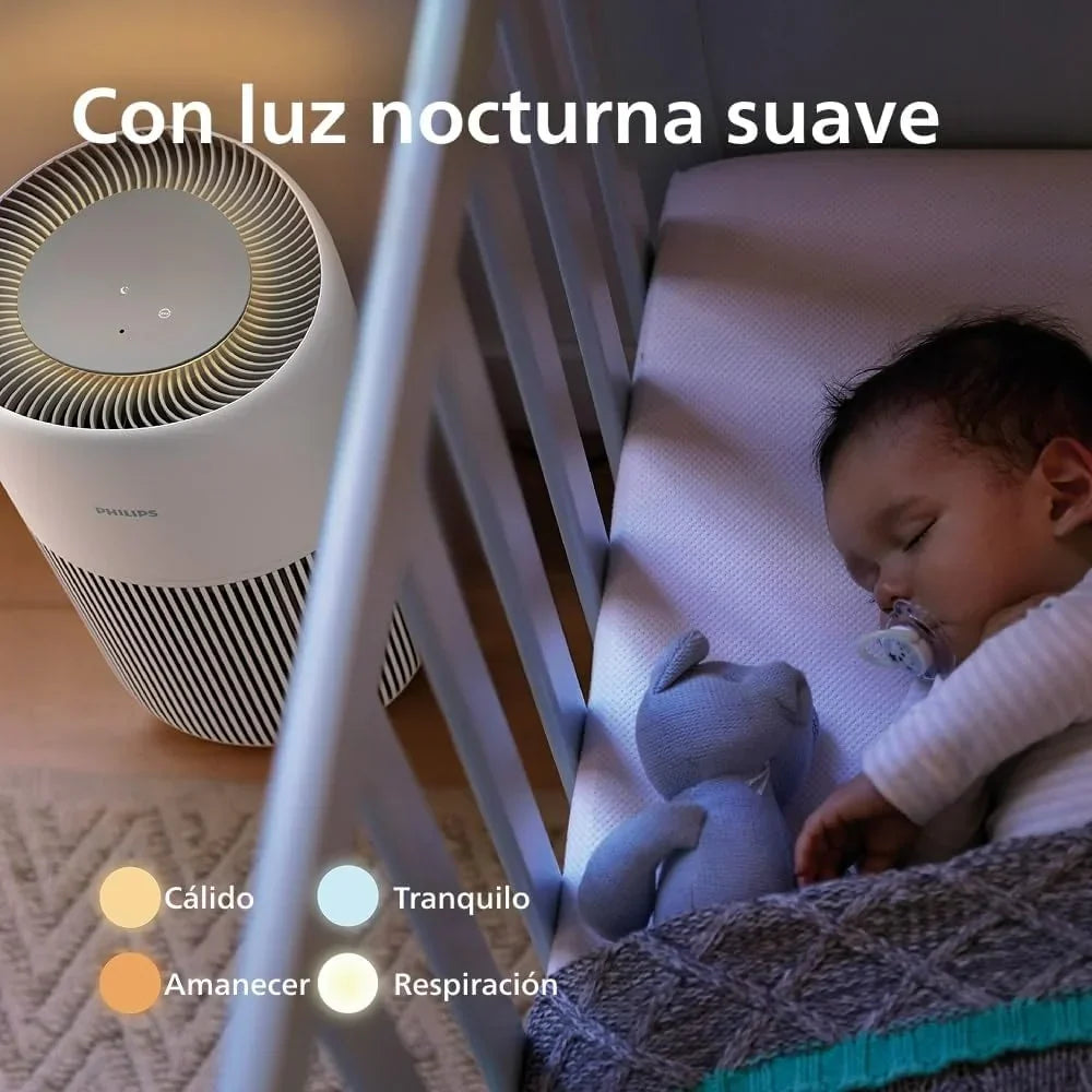 Purificador de Ar Philips Série 2200, Filtro HEPA NanoProtect + Carvão Ativado, CADR 400m³/h para 104m², Alergia, Ultra Silencioso, Filtro Inteligente e Duradouro (AC2210/10)