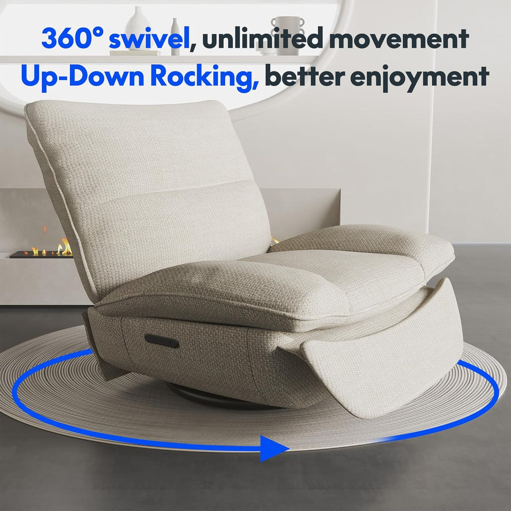 FLEXISPOT XC6 Poltrona Reclinável, Sofá Giratório com Função Balanço, Poltrona de TV com Encosto Ajustável, Poltrona para Quarto, Sala e Home Theater (Beige)