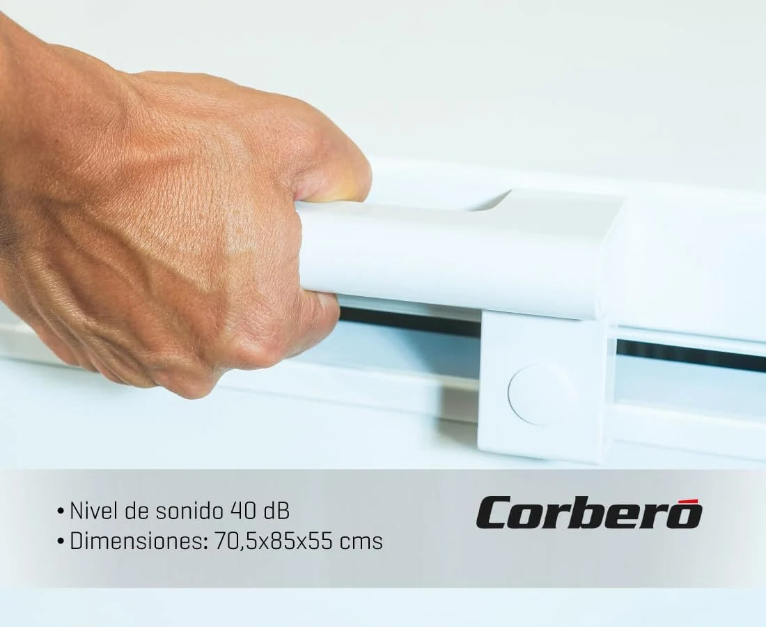 Corbero - Congelador Horizontal 142L | CCHH15024E | Controle Eletrônico com Display | Luz LED | Puxador | 1 Cesto Interno | 2 Rodas | 2 Pés Ajustáveis | 40 Db | Eficiência Energética E | Branco