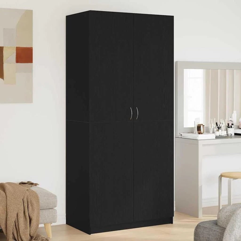vidaXL Roupeiro Carvalho Preto 90 x 52 x 200 cm contraplacado, Armazenamento Moderno para Sala, Roupeiro Retangular, Organizador eficiente, solução elegante e economizadora de espaço