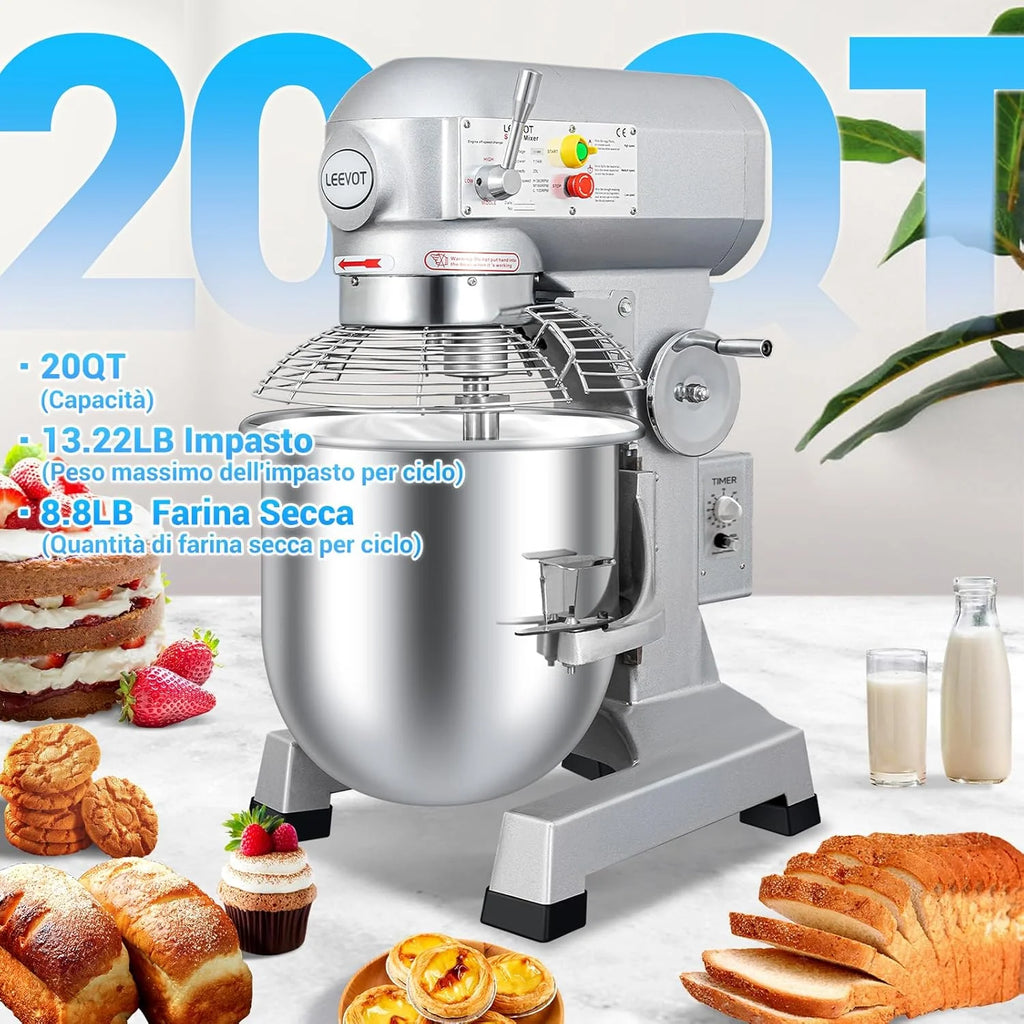 Amassadeira planetária comercial (1, Versão com temporizador 20L)