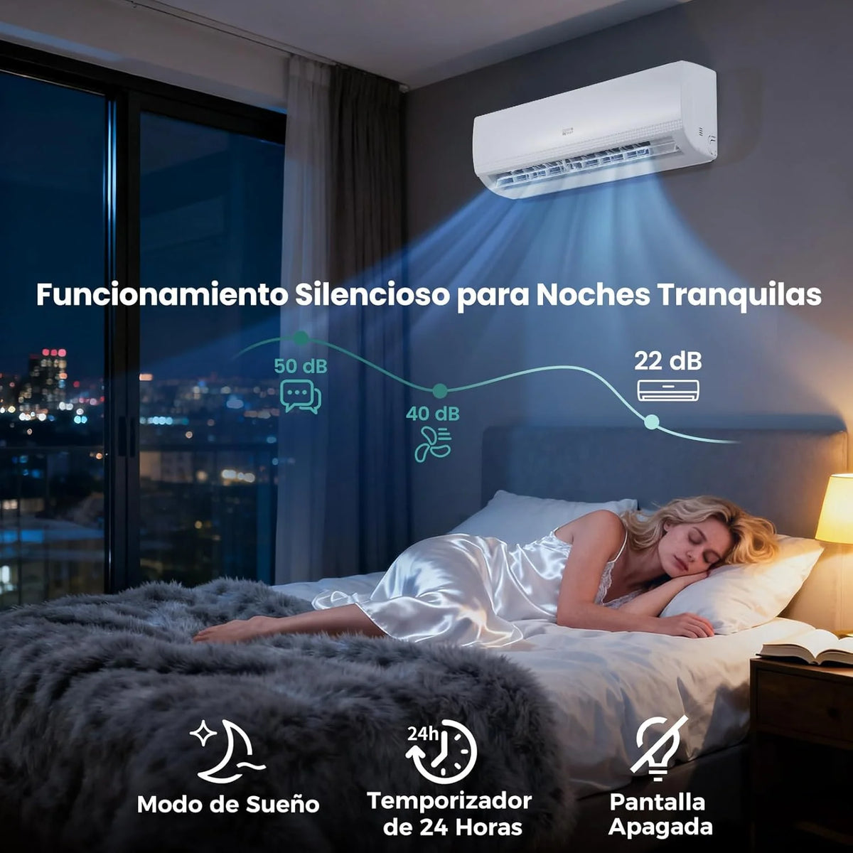 Ar Condicionado Split COSTWAY, 2,6 kW, Ar Condicionado com Aquecimento e Bomba de Calor, Refrigerante: R32, Aquecedor e Resfriador com Kit de Instalação para Cômodos de até 70m³ (9000BTU)