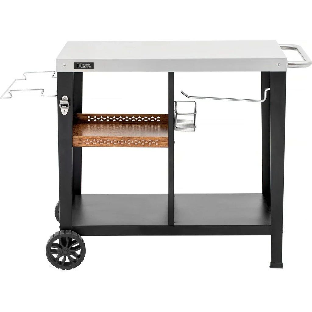 Carrinho de Serviço para Churrasco "Gelia" 117 x 59 cm - Aço Inoxidável - Preto
