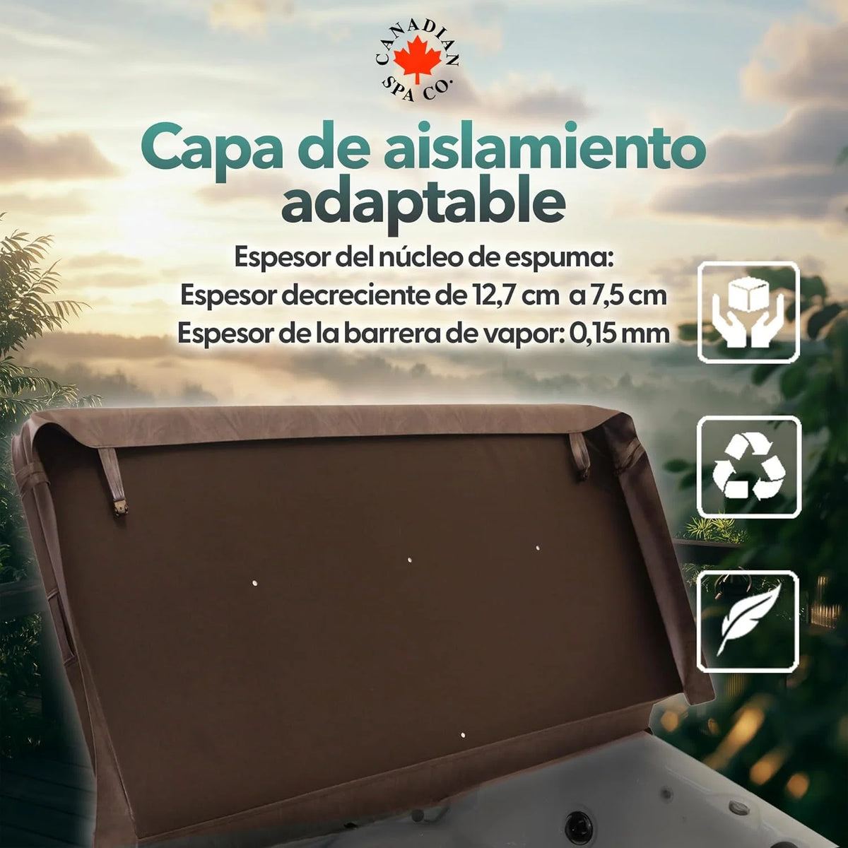 CANADIAN SPA CO. Capa Protetora para Banheira de Hidromassagem, Cor Marrom, 218 x 218 cm, Disponível em Vários Tamanhos e Cores