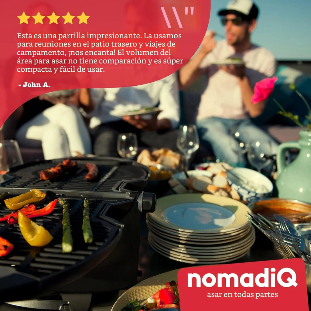 NOMADIQ Grelhador portátil a gás propano | Churrasqueira de mesa pequena e leve | Perfeita para acampamento, tailgating, cozinha ao ar livre, trailer, barcos, viagens (grelhador)