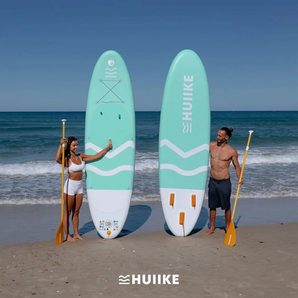 HUIIKE Prancha de Paddle Surf Inflável com Acessórios Inclusos, Remo, Quilhas, Inflador. Stand Up Paddle Board de Grande Estabilidade e Resistência. 305 x 84 x 15 cm, Suporta até 130 kg
