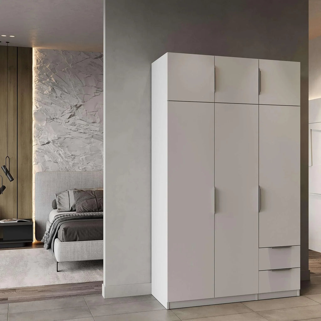 Miroytengo Guarda-Roupa Ghost Grande 6 Portas e 2 Gavetas Cor Branco Mate 203x119 cm