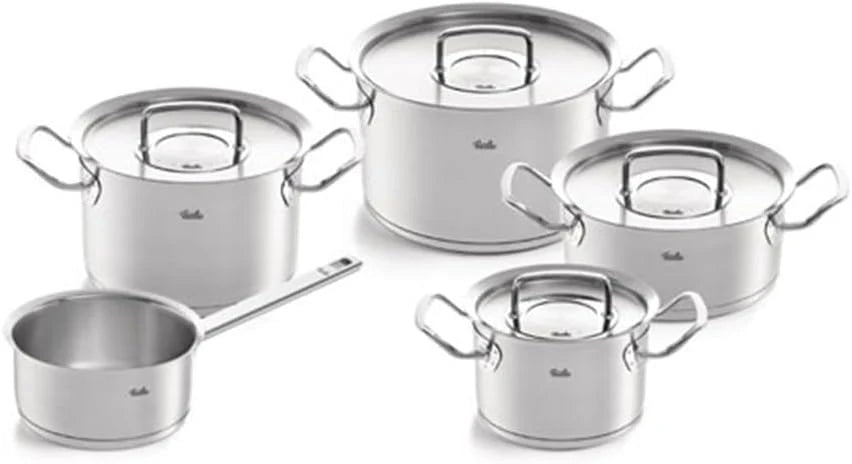 Fissler Original-Profi Conjunto de Panelas com Frigideira, Aço 18/10, Prata, 5 peças