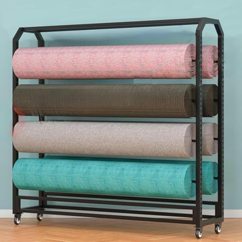 Textile Fabric Roll Storage Rack, Heavy-Duty Steel Mobile Organizer for Wallpaper and Media Film, Commercial Vinyl Storage Cart
