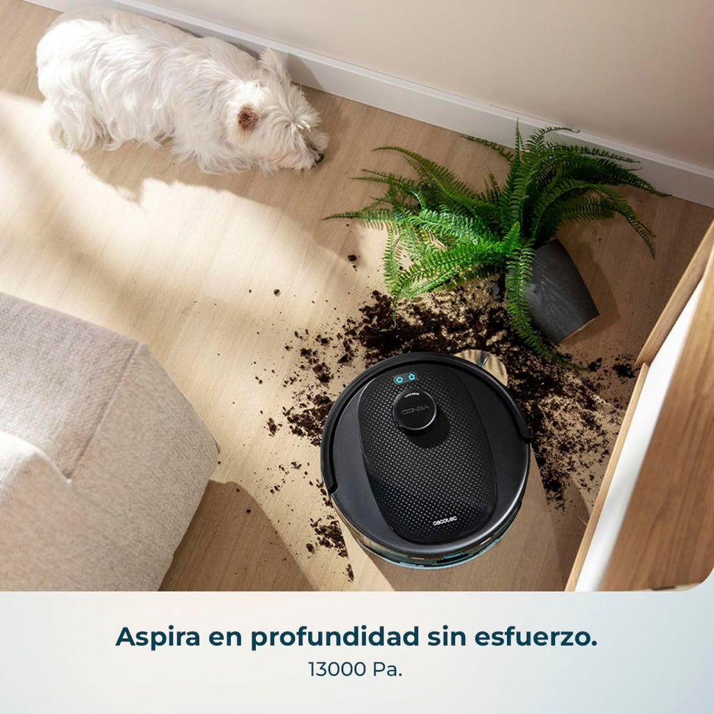 Robô Aspirador e Mopa Cecotec com Base de Esvaziamento Automático e IA Conga Y80 X-Treme. Navegação a Laser e Inteligência Artificial, 13000Pa, Base de 2,5L, Autonomia até 220m², Controlo por App 3.0