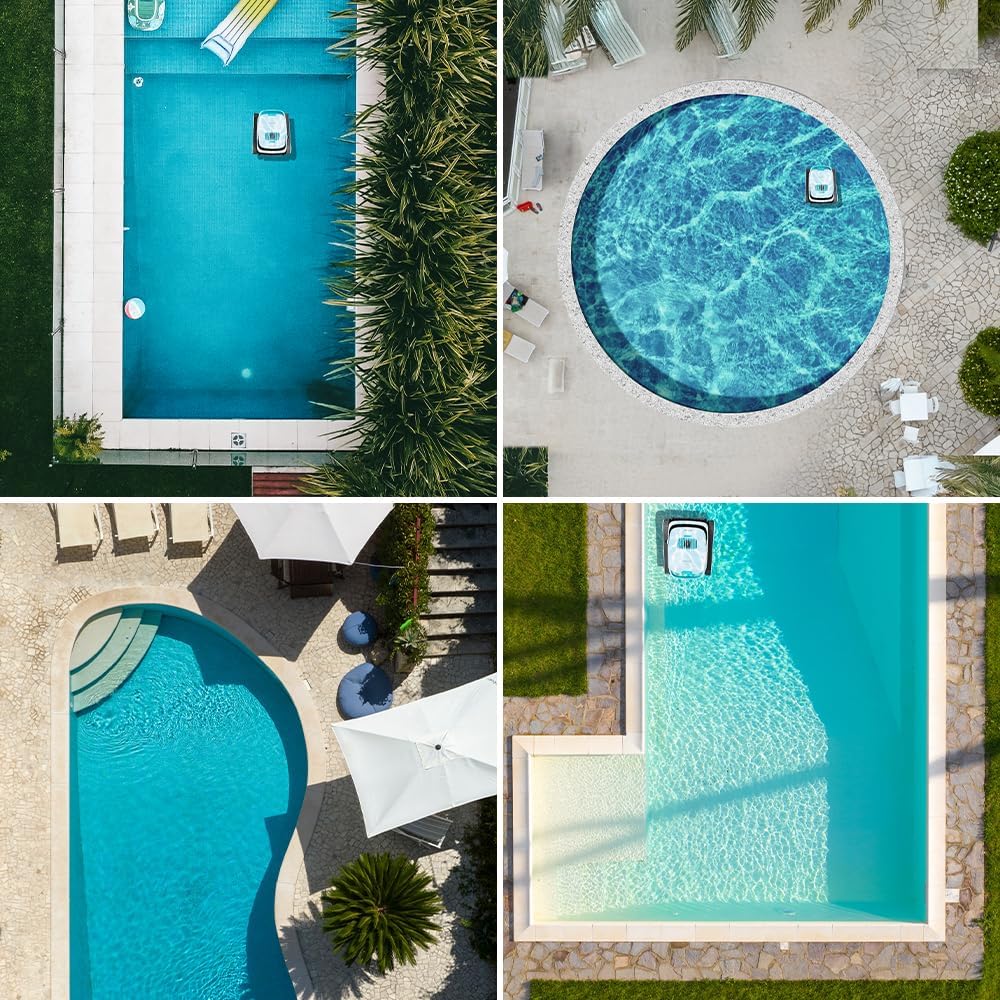 Robô Limpa-piscinas Cecotec para Fundos, Paredes e Linha de Flutuação Conga Pooldroid 5000 TotalClean Pearl. Superfícies de 100m2, Inclinação Máx. 90º, Limpeza Ordenada, Autonomia de 100min, Capacidade de 4L