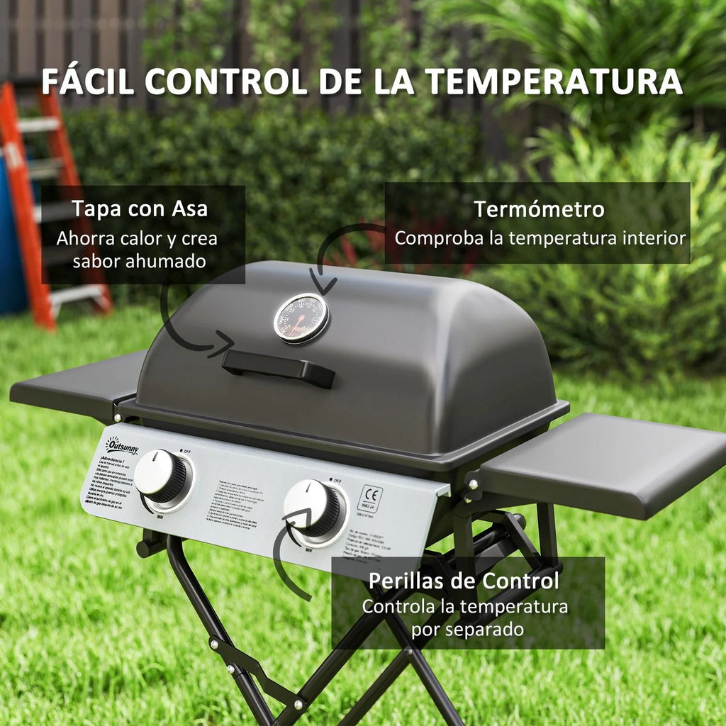 Churrasqueira a Gás de Aço Inoxidável Abs Outsunny - 101x50x102 cm. Preto