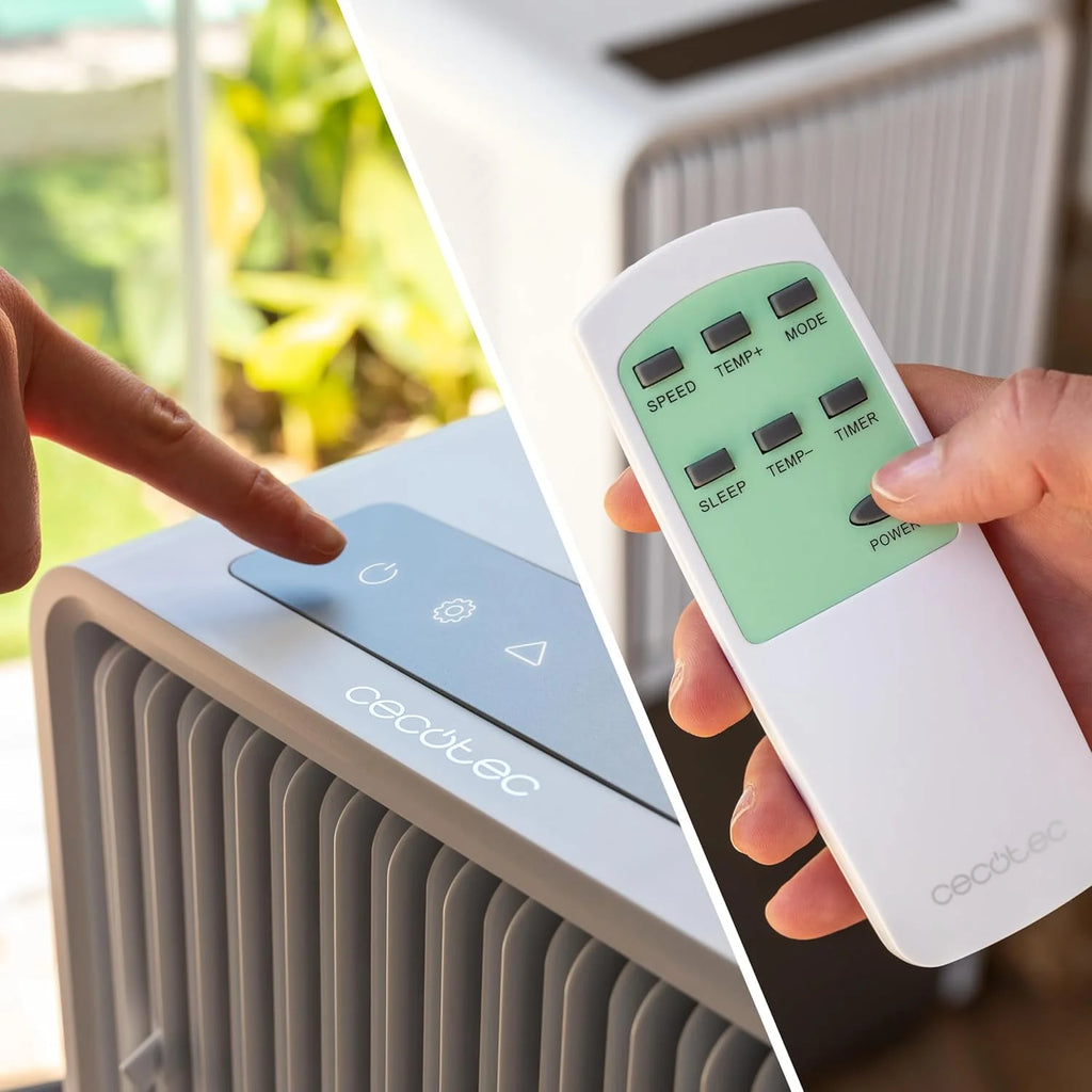 Cecotec Ar Condicionado Portátil com Controle Remoto e Bomba de Calor ForceClima 9450 Style Heating, 9000 BTU, Touch, Ecrã LED, 5 Modos, 2 Velocidades, Desumidificador, Temporizador, 16 m², Branco