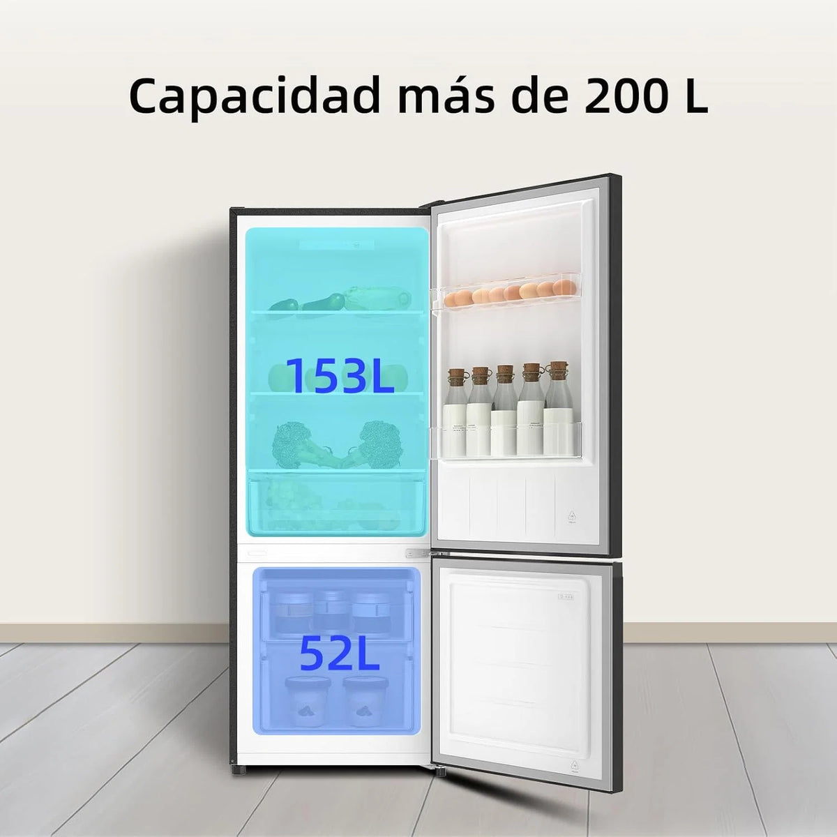 Geladeira CHiQ FBM205L42 205 L, Low Frost, Classe Energética E, Silenciosa com 39 dB, Portas Reversíveis