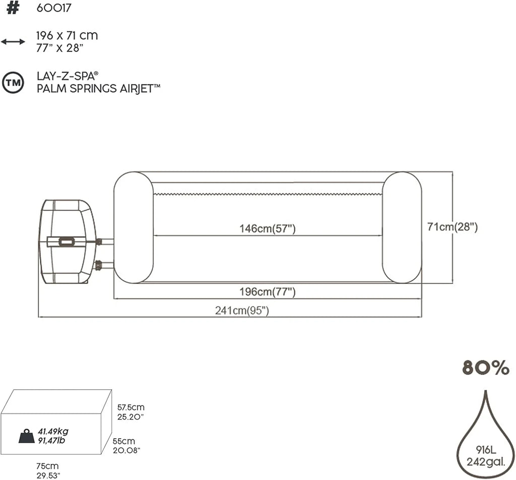 Bestway Lay-Z-SPA® 1,96m x 71cm Palm Springs AirJet