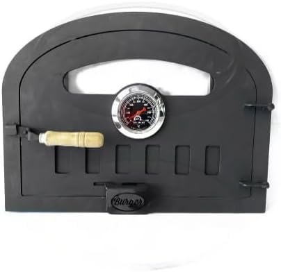 Porta para forno a lenha com vidro (média), preta, chapa de aço - Sor Pampa Grill cód. 23 (grande)