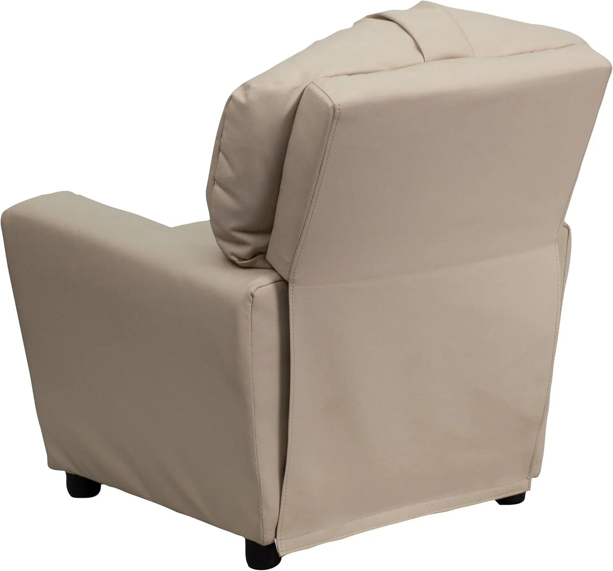 Poltrona Reclinável Infantil Contemporânea Flash Furniture com Porta-Copos, Madeira, Vinil Bege, 66,04 x 53,34 x 53,34 cm